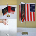 Triple Table Flag with single reversed flags on adjustable pole height